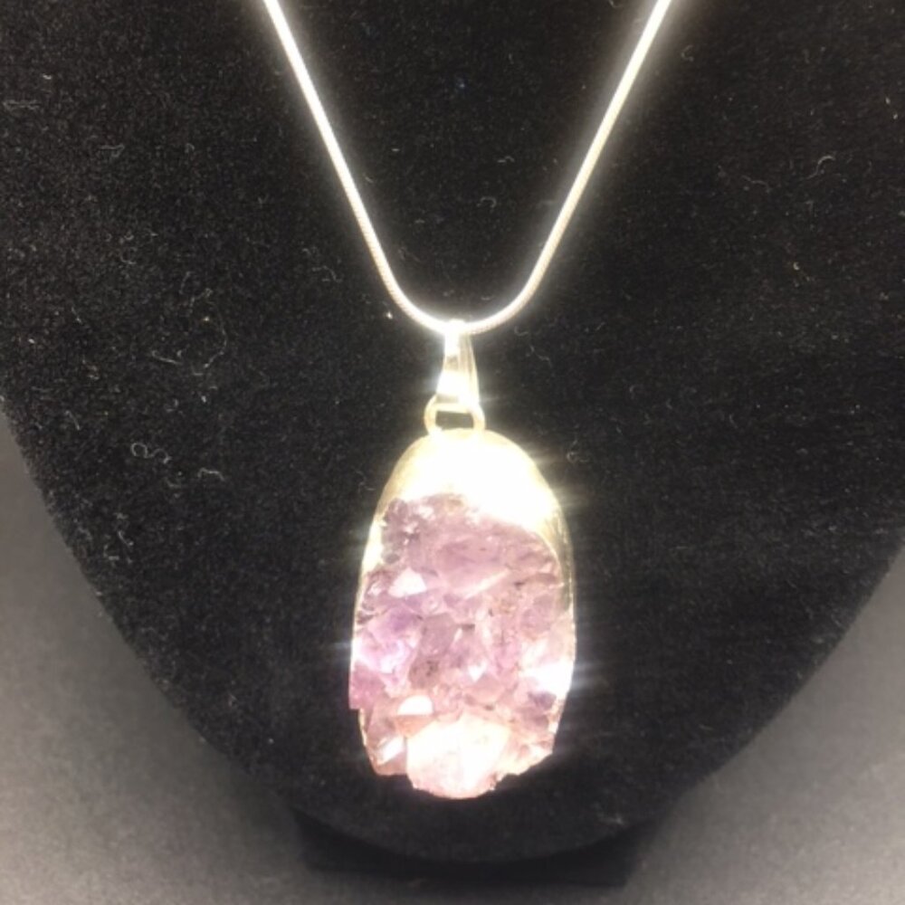 Stunning One-of-a-Kind Natural Amethyst Pendant with Silver Chain